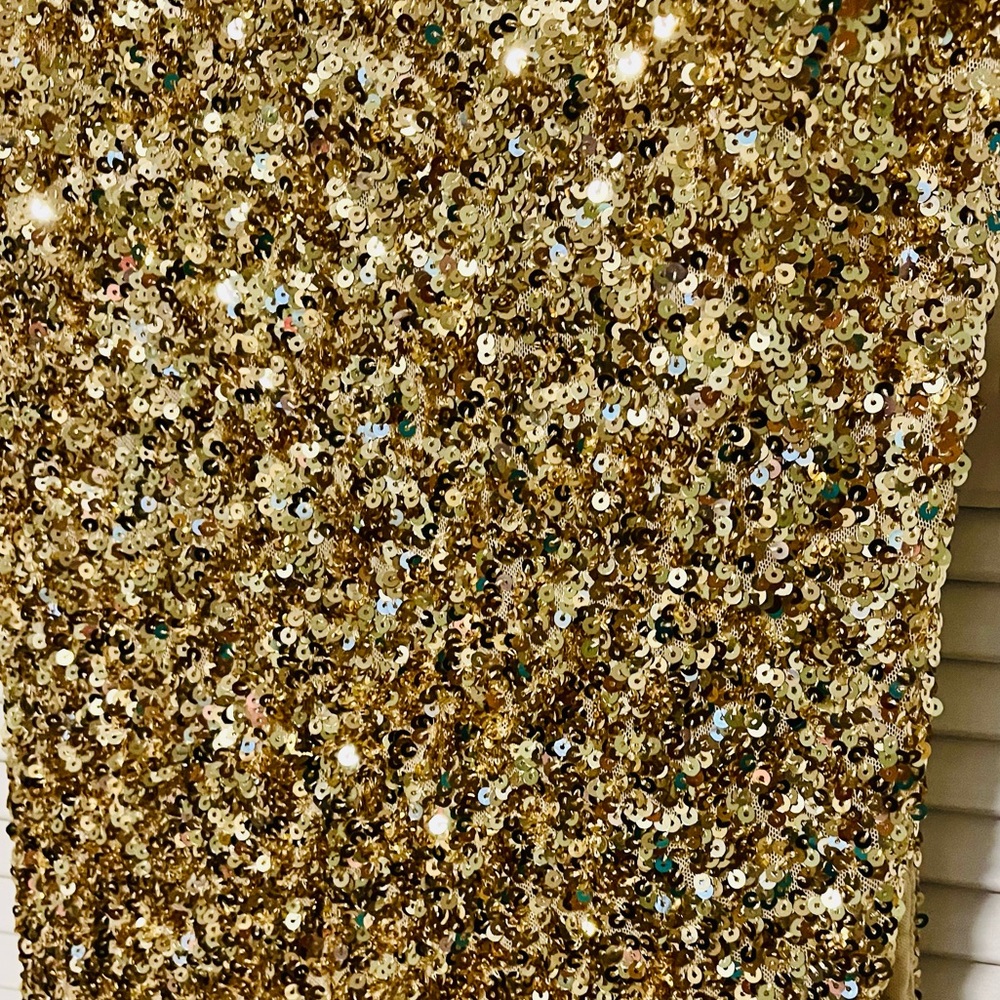 Gold Sequin Embellished Gown Dress - Picture 5 of 12